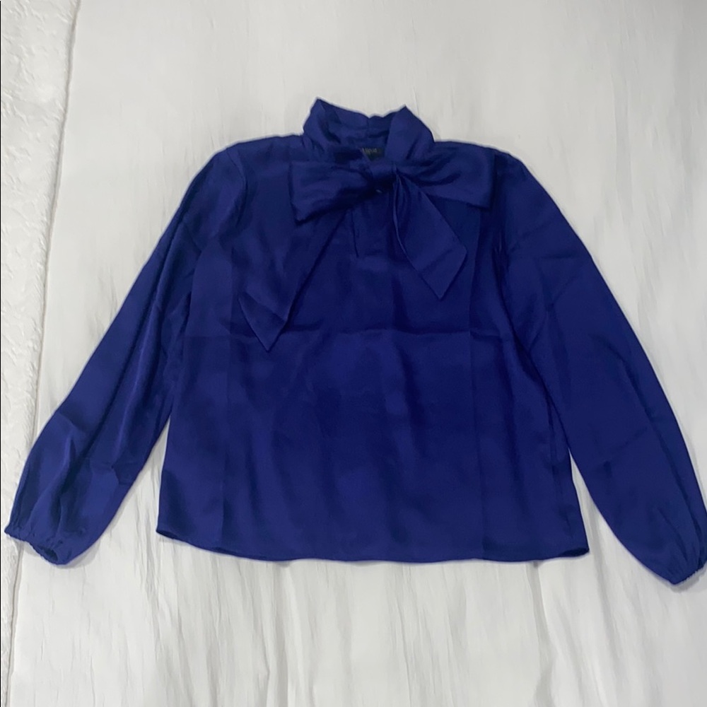 Ann Taylor Violet Front Tie Collar Blouse